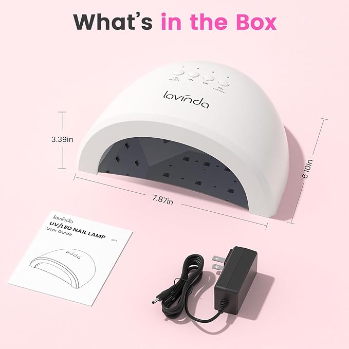 Lavinda UV LED Nail Lamp for Gel Polish, Glow Lite 48W UV Light for Nails Professional Nail Dryer Fast Curing Lamp with 4 Timers, Smart Sensor, Detachable Base for Hands & Feet Home Salon DIY Manicure