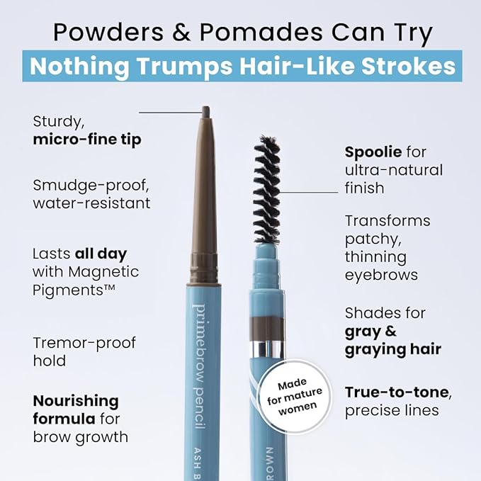 PrimeBrow Pencil for Mature Women – Ultra-Precise Tip for Natural, Hair-Like Strokes – Smudge-Proof & Long-Lasting Wear – Great for Thinning, Sparse, or Graying Brows (Blonde)