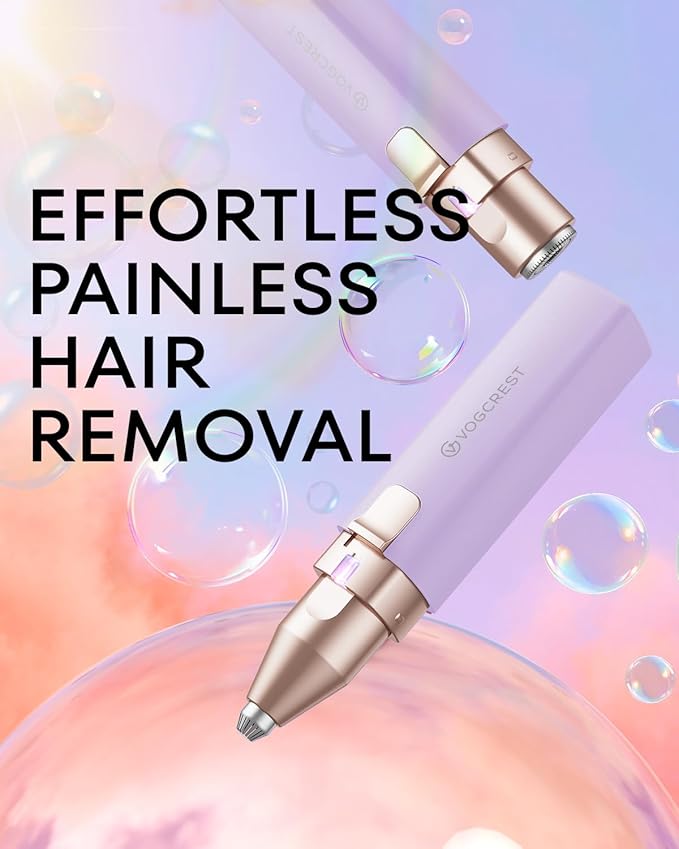 Rechargeable Facial Hair Remover for Women: 2 in 1 Electric Eyebrow and Facial Hair Remover - Suitable for Middle-aged Women’s Eyebrow, Chin, and Cheek Trimming - with Built-in LED Light(Purple)