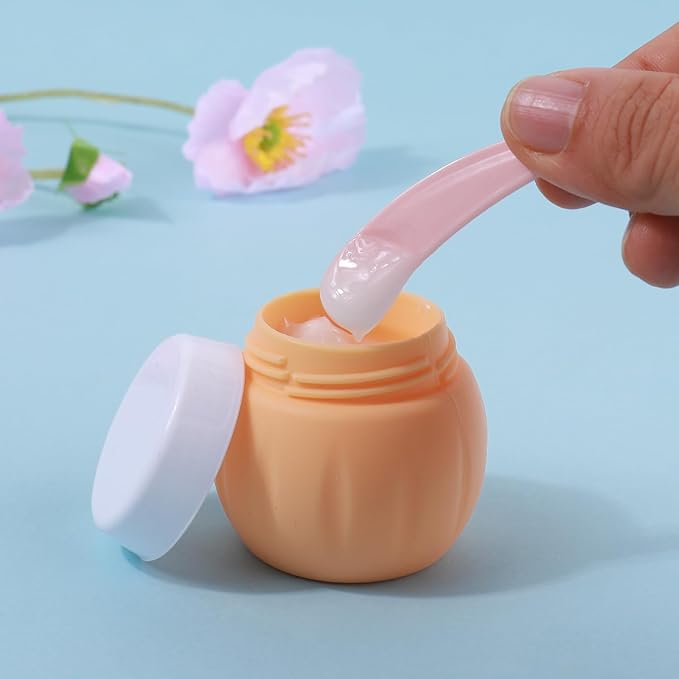 GLAMFIELDS TSA Approved 2pcs 1.7oz & 3pcs 1oz Travel Size Silicone Jars - BPA Free, Leak-proof Travel Essentials with Lid for Cosmetic, Face, Hand & Body Cream - Orange (5Pack)