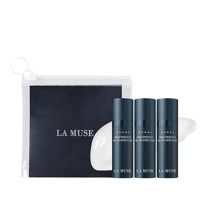 LA MUSE Homme Daily All-in-One Moisturizer for Men(Travel Kit) | Reduces Fine Lines with Niacinamide | Hydrating Men's Facial Lotion | Lightweight, Non-Greasy After-Shave Lotion for Sensitive Skin