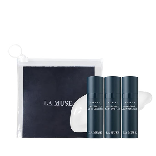 LA MUSE Homme Daily All-in-One Moisturizer for Men(Travel Kit) | Reduces Fine Lines with Niacinamide | Hydrating Men's Facial Lotion | Lightweight, Non-Greasy After-Shave Lotion for Sensitive Skin