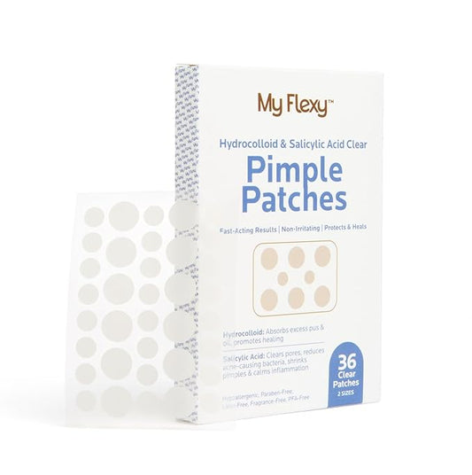 Pimple Patches - Hydrocolloid Acne Patches with Salicylic Acid (36 Acne Dots, 2 sizes), Pimple Patches for Face, Invisible Zit Stickers. Thin, Clear Hydrocolloid Patch; Blemish Protection.