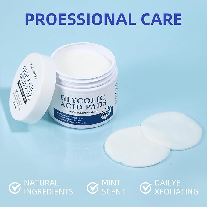 Glycolic Acid 20% Resurfacing Pads for Face and Body – Exfoliating Peel Pads with Vitamins B5, C, E, Green Tea, Calendula, Allantoin – Reduces Fine Lines and Wrinkles – 50 Count