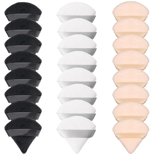 24 Pieces Powder Puff, Triangle Makeup Puff Cotton Powder Face Washable Body Powder Puff for Loose Powder Body Cosmetic Foundation Sponge Makeup Tool (8B8W8N)