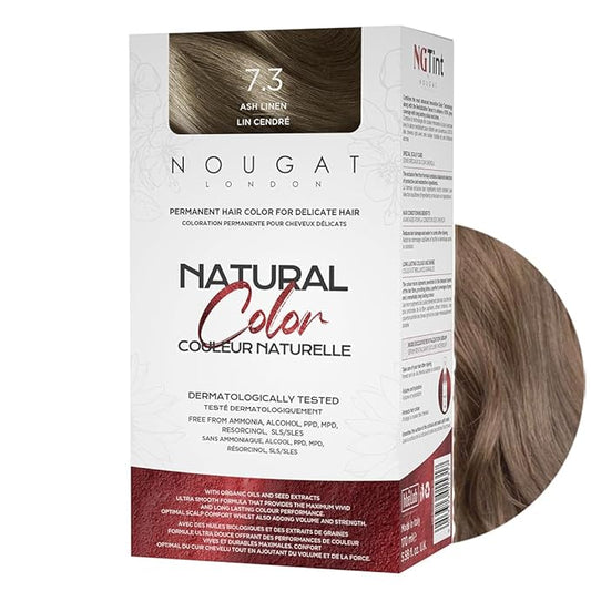 NOUGAT Ash Linen Natural Permanent Hair Color Kit,Dermatologically Tested, Ammonia & Alcohol Free, 100% Grey Coverage, Hair Mask & Essence included, Long Lasting