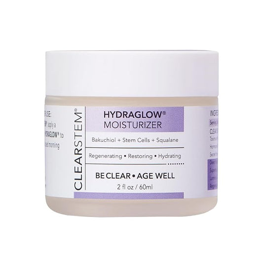 CLEARSTEM - HYDRAGLOW Stem Cell Moisturizer - Bakuchiol + Squalene - Youthful Skin Face Moisturizer - All Skin Types - Facial Skin Care Products - Gluten Free, Cruelty Free - 2 fl oz / 60ml