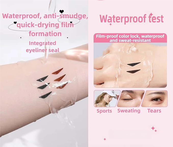 Eyeliner Stamp, Gel Eyeliner Set, Double-Ended Winged Stamp Set, Foldable Smudge-Proof Waterproof Eyeliners Tool, for All Eye Beginners Eyeliners, Easily Draw Exquisite Makeup Look (Black)