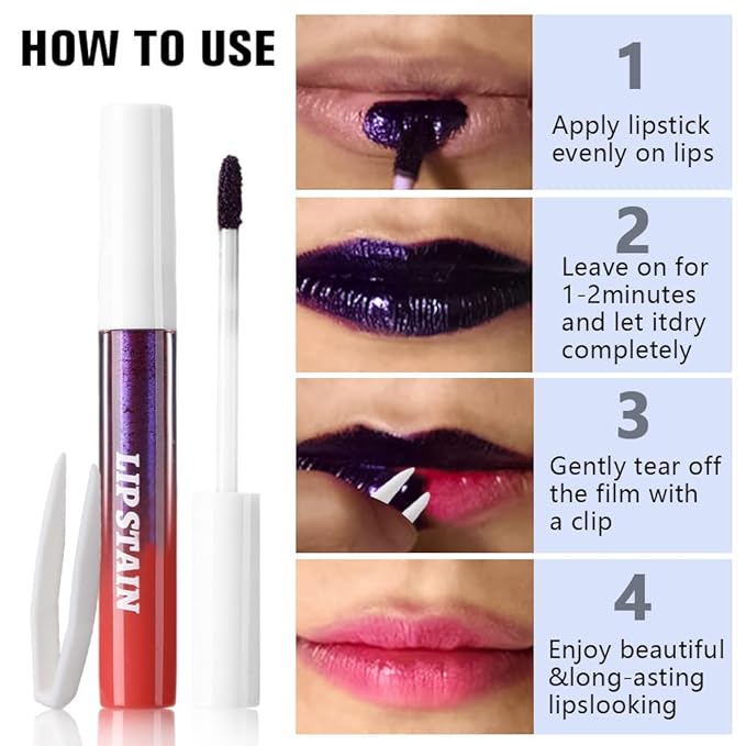 evpct 3Pcs Nude Brown Brownish Red & Orange Red Peel Off Lip Stain Tints, Matte Liquid Lipstick Lip Stain Long Lasting Waterproof for Women, Longwear Lipstick Peel Off Highly Pigmented Easy to Apply