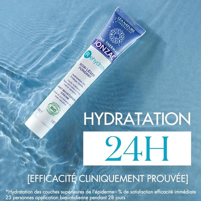 Rehydrate Organic Light Moisturzing Cream for Daily Use - Facial Cream Providing 24hr Hydration with Pure Hyaluronic Acid - Sensitive Skin Approved - 1.69 Fl Oz
