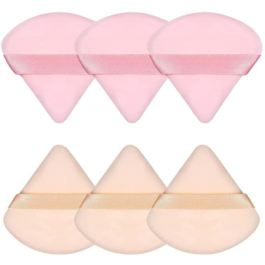 Pimoys 6 Pieces Powder Puff Face Triangle Makeup Sponge Soft Powder Puffs for Loose Powder Foundation Sponge Setting Powder Puff Makeup Tool, Stocking Stuffers Gift for Women