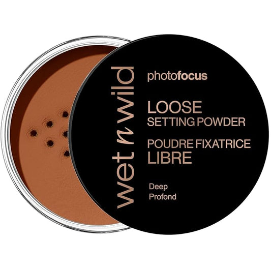 wet n wild Photo Focus Loose Baking Setting Powder, Highlighter Makeup, Medium-Deep to Deep Skin Tones - Deep