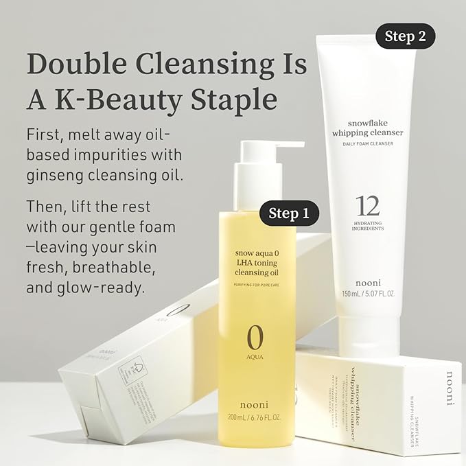 NOONI Facial Cleanser - Snow Aqua 0 LHA Toning Cleansing Oil *2ea | Makeup Blackhead Remover, Pore Control, Glass Skin, Help Control Sebum, Revitalizing, Mother's Day, 6.76 Fl Oz x 2