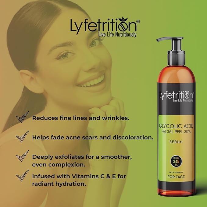 Glycolic Acid/AHA 30% Renewal Serum, infused with Vitamins C & E for Skin Brightening, Exfoliating Serum Works for Dark Spots, Acne, and Reduces Fine Lines & Wrinkles - (12 Fl Oz)