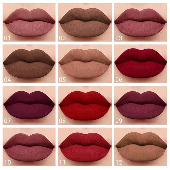 evpct 1Pcs Dark Brown Matte Liquid Lipstick Lip Gloss Glossy Set for Black Women 24 Hour Silky Velvet Lipstick labiales matte larga duracion mate 24 horas originales 04#