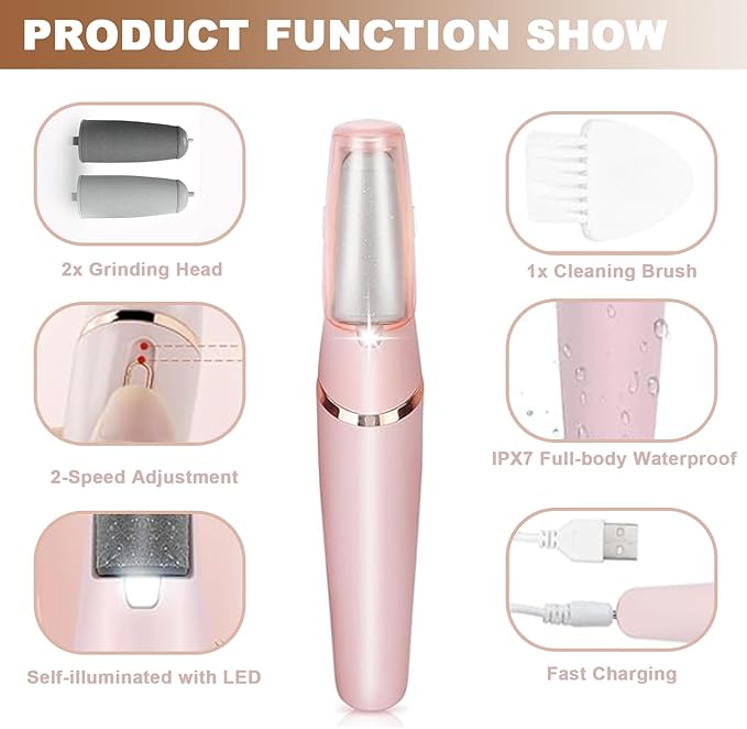 Smooth Pedicure Wand for Feet Electric Foot Callus Remover Rechargeable Pedicure Tools for Feet Callus Removal Tool Rechargeable Foot Callus Remover Best Device for Feet Care Freely