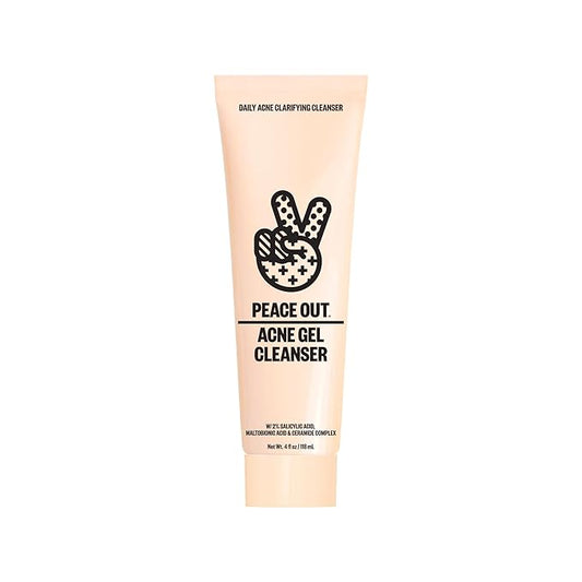 PEACE OUT Skincare Acne Gel Cleanser, Boost Skin Barrier and Help Diminish Blemishes, Daily Acne Face Wash with Salicylic Acid for Men and Women, 4 fl oz