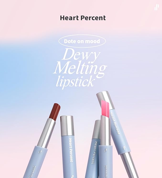 Heart Percent Dote On Mood Dewy Melting Lipstick High-Shine Glow & Wet Look Glossy Finish Lip Color, #01. Dewy Glow