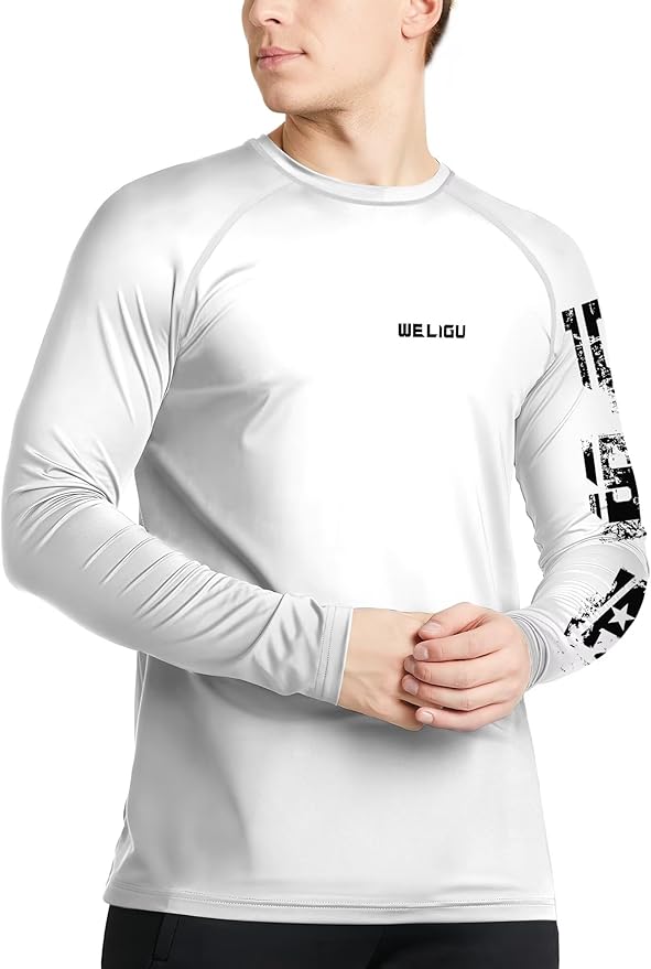 Men's Swim UPF 50+ Sun Protection Shirt Long Sleeve SPF Fishing Outdoor UV Hiking Lightweight Shirts