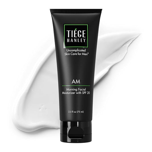 Tiege Hanley Mens Face Moisturizer, Morning Facial Moisturizer with SPF 20 - Men's Face & Skin Care Cream for Long-Lasting Hydration - Promotes Even Skin Tone, Safe for Sensitive Skin (2.5 Fl Oz)