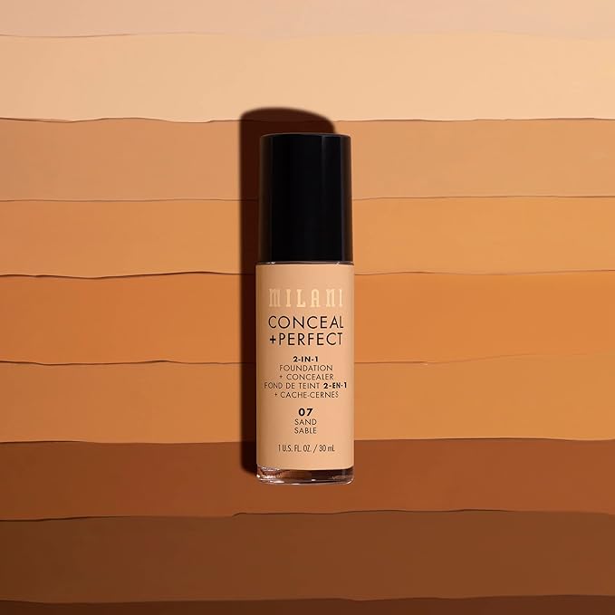 Milani Conceal + Perfect 2-in-1 Foundation + Concealer for a Flawless Complexion, Under Eye Corrector, Cover Redness and Imperfections, Waterproof and Sweatproof - Creamy Vanilla