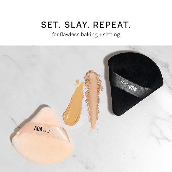 AOA Studio Velvet Puffs Makeup Puff Set of 6 Loose Powder Body Powder, Velour Makeup Blender Sponge Foundation Blending Sponges Set Beauty Makeup Tools(Black/Peach)
