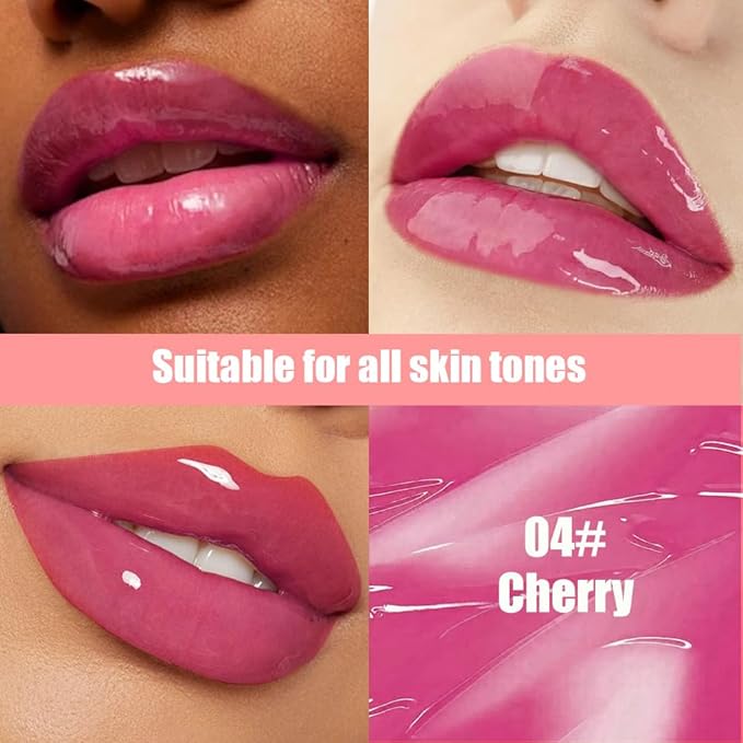 Summer Hydrating Lip Butter Balms Lip Gloss,Natural Vegan Lip Balm Tinted for Instant Moisture,Shine,Hydration Purple-Tinted,Soothes & Softens Dry Lips,Bálsamo labial hidratante 04#Cherry (0.5 Oz)