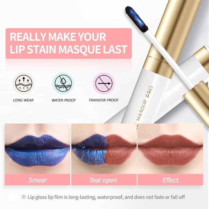 Lip Stain - Wipe-Off &Peel Off Lip Color | Waterproof, Long Lasting, Transfer-Resistant, Smudge-Proof Lip Tint | Easy Wipe Finish, High Pigment | All-Day Vibrant Kiss-Proof Lip Stain, Muted Terracotta