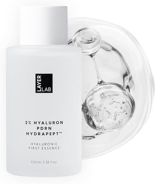 LAYERLAB Revitalizing Hyaluronic First Essence with PDRN & Peptides | Korean Skin Booster to Hydrate, Amplify Skincare Routine | 2% Triple Hyaluronic Acid Prep Essence for Face | 3.38 fl. oz.