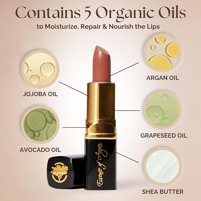 Essence Of Argan Tea Berry Lipstick for Cracked & Dry Lips - 100% Organic Argan & Jojoba Oil, Shea Butter & Aloe Vera - Hydrating Long Lasting Lipstick for Women