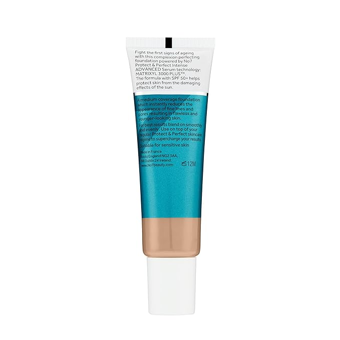 No7 Protect & Perfect Advanced All in One Foundation - Warm Ivory - Age Defying Foundation Makeup with SPF 50 - Makeup Base Cream Helps to Reduces Redness & Blurs Visible Pores (30ml)