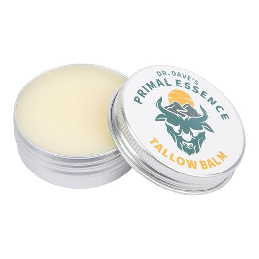 Dr. Dave's Primal Essence Grass Fed Beef Tallow Balm for Face and Body with Shea Butter, Organic Jojoba Oil, Honey, and Beeswax – Beef Tallow for Skin – Vanilla and Spearmint – 1 oz
