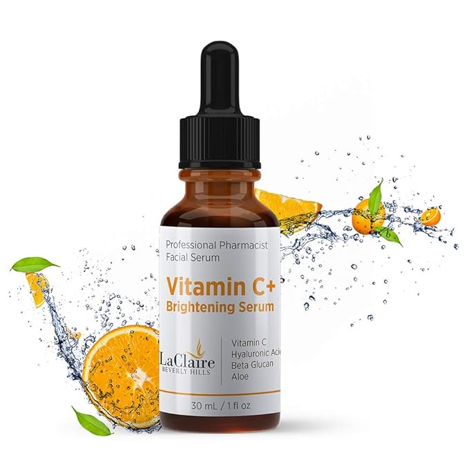 Vitamin C+ brightening serum for face, with Hyaluronic acid, Made in the USA
