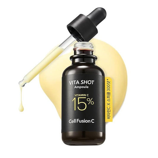 Cell Fusion C Toning C Vita Shot Ampoule, 15% Vitamin C + Spicule 300 Shot, Skin Booster Serum for Face, Exfoliation & Dark Spots, 20g / 0.7 oz.