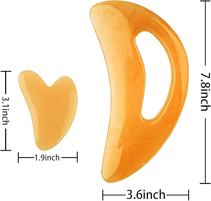 Body Gua Sha Tool Cellulite Guasha Tool for Body Large Body Massage Tools (Natural Resin) Lymphatic Drainage Tool Guasha Tool for Face，Back, Legs, Women's Body Shaping Tools (Orange)