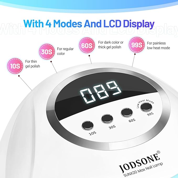 JODSONE U V LED Nail Lamp 320W, Nail Dryer for Gel Polish, Gel Nail Lamp with 72 Light Beads, Led Nail Light for Nails with Automatic Sensor & 4 Timers