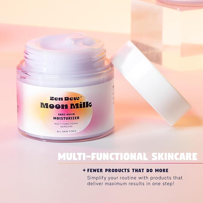 Moon Milk Snail Mucin Moisturizer Gel Cream 3.52 Oz - Blue Light Skin Defense - Korean Snail Mucin Serum Cream that Replenishes Moisture & Leaves Skin Brighter, Plumper, Soothed & Smooth - 2 Pack