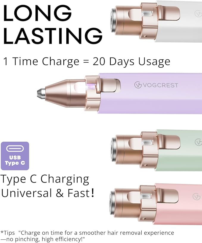 Rechargeable Facial Hair Remover for Women: 2 in 1 Electric Eyebrow and Facial Hair Remover - Suitable for Middle-aged Women’s Eyebrow, Chin, and Cheek Trimming - with Built-in LED Light(Purple)