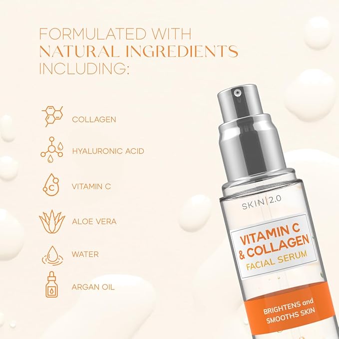Vitamin C and Collagen Beauty Value Set - Serum, Moisturizer & Face Sheet Masks