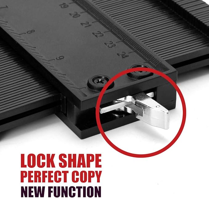 Saker Contour Gauge Profile Tool- Adjustable Lock-Precisely Copy Irregular Shape Duplicator - Must Have Tool for DIY Handyman, Construction (BLACK+10INCH)