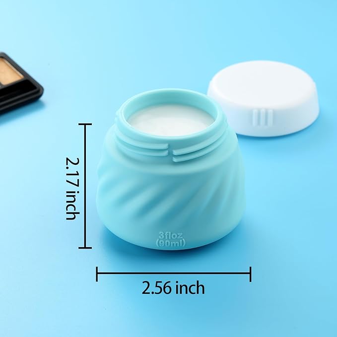 Gemice Silicone Cream Jars, TSA Approved Containers for Toiletries With Toiletry Bag, Wide Mouth Leak-proof Accessories With Lid for Cosmetic Cream (4 Pack)