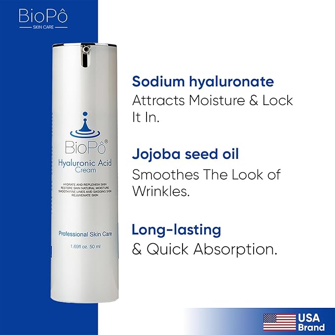 Hyaluronic Acid Face Moisturizer with Hyaluronic Acid – 50 ml Hydrating Cream for Face, Restores Natural Moisture, Reduces Wrinkles & Firming, – Made in USA
