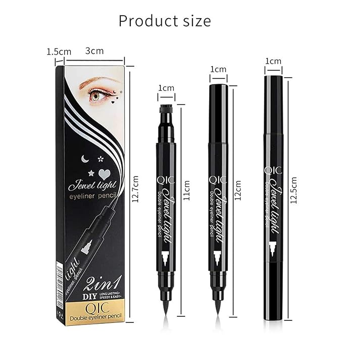 Go Ho Black Liquid Eyeliner Stamp,Heart Stamp Eyeliner Makeup,Heart Gifts,Double-seal Waterproof Eyeliner Pen,Long-lasting Smudge-proof Eye Liner Makeup Tools,1 PC
