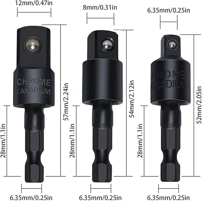 17pcs Flexible Drill Bit Extension, Include 3pcs Rotatable Socket Adapter 2pcs Hex Shank 105° Right Angle Drill Attachment 10 Short Screwdriver Bits Bendable Extension and 90° Angled Bits