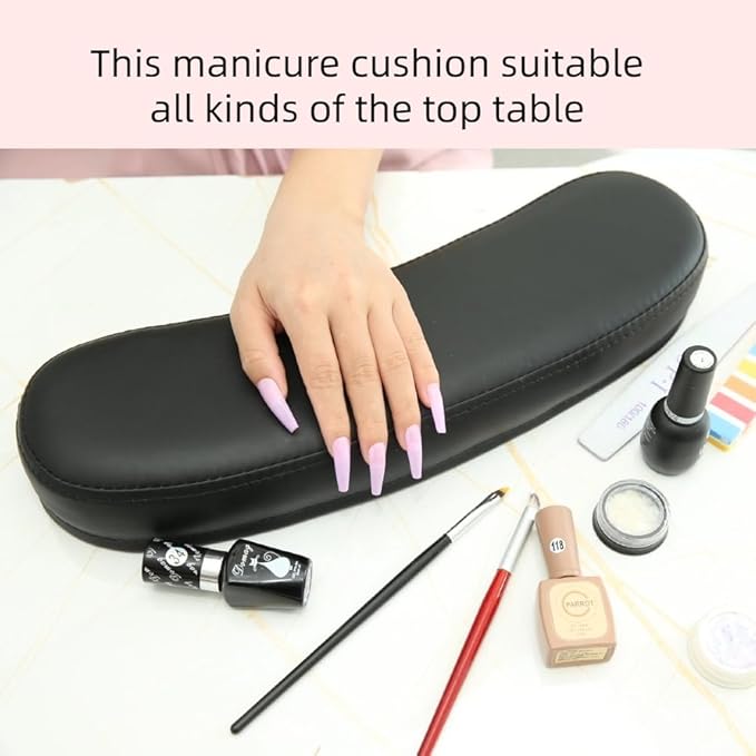 Manicure hand Cushion Pillow Pad, Nail Polish Hand Cushion, Manicure Table Portable Nail Table Hand Cushion Pillow, Nail Art Tools Hand Cushion, Nail SPA Nail Art Salon Home Nail Tech (Black)