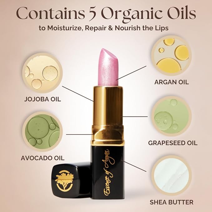Essence Of Argan Pink Lip Stick for Cracked and Dry Lips - 100% Pure Argan Oil, Shea Butter, Jojoba Oil & Aloe Vera - Hydrating Long Lasting Lipstick - Deep Moisturizing Pink LipStick for Women