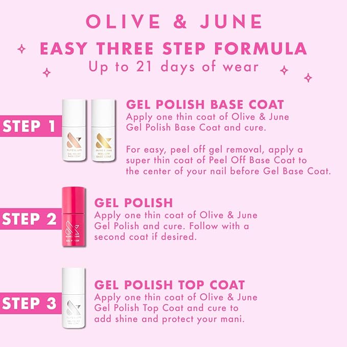 Olive & June Gel Polish | UV LED Nail Lamp Needed | Long Lasting Formula | Up to 21 Days of Wear | Damage-Free Removal | Salon-Quality Manicure at Home | Icing is the Best Part | White Sheer