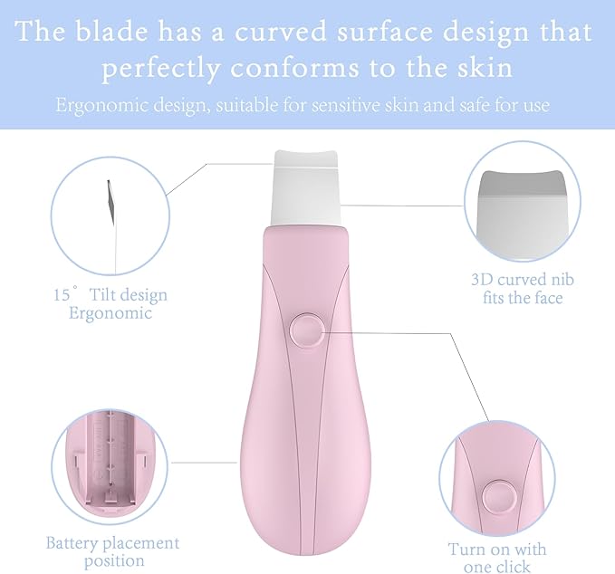 Skin Scrubber Face Spatula Skin Spatula Pore Cleaner Blackhead Remover Tools for Facial Deep Cleansing Skin Care Tool for Men and Women (Pink)