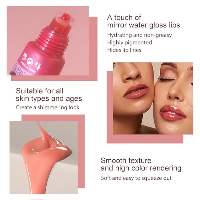 Summer Hydrating Lip Butter Balms Lip Gloss,Natural Vegan Lip Balm Tinted for Instant Moisture,Shine,Hydration Purple-Tinted,Soothes & Softens Dry Lips,Bálsamo labial hidratante 04#Cherry (0.5 Oz)
