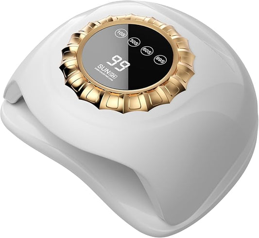 Professional White LED Nail Lamp – Smart Gel Nail Dryer with Touch Timer, Dual-Light Beads & Removable Base – Sleek UV Lamp for Salon & Home Use